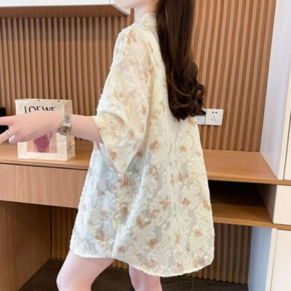 Navava Women Butterfly Flower Lace Short Sleeve Shirt Nb2648