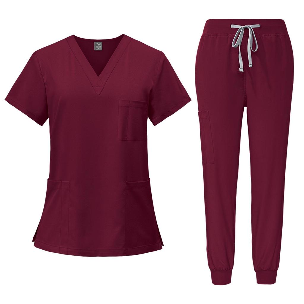 Unisex Beauty Salon Scrub Set: Short Sleeve, Stretch, ICU-Ready