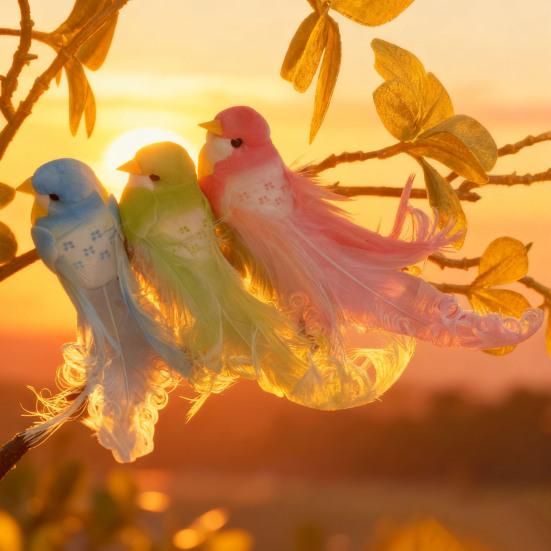 Artificial Birds Simulation Foam Birds with 3D Feather Tail Realistic Clip