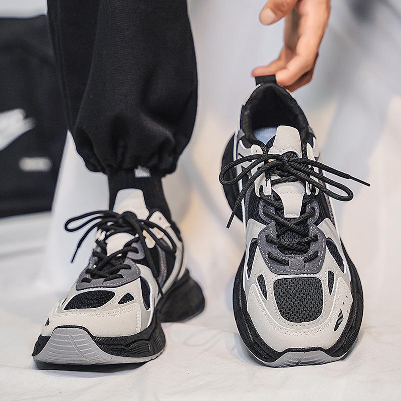 

Fashion Breathable Shoes Men Mesh Versatile Casual Running Shoes Male Thick Soled Non Slip Sneakers Zapatillas Hombre Tenis 44 чёрный