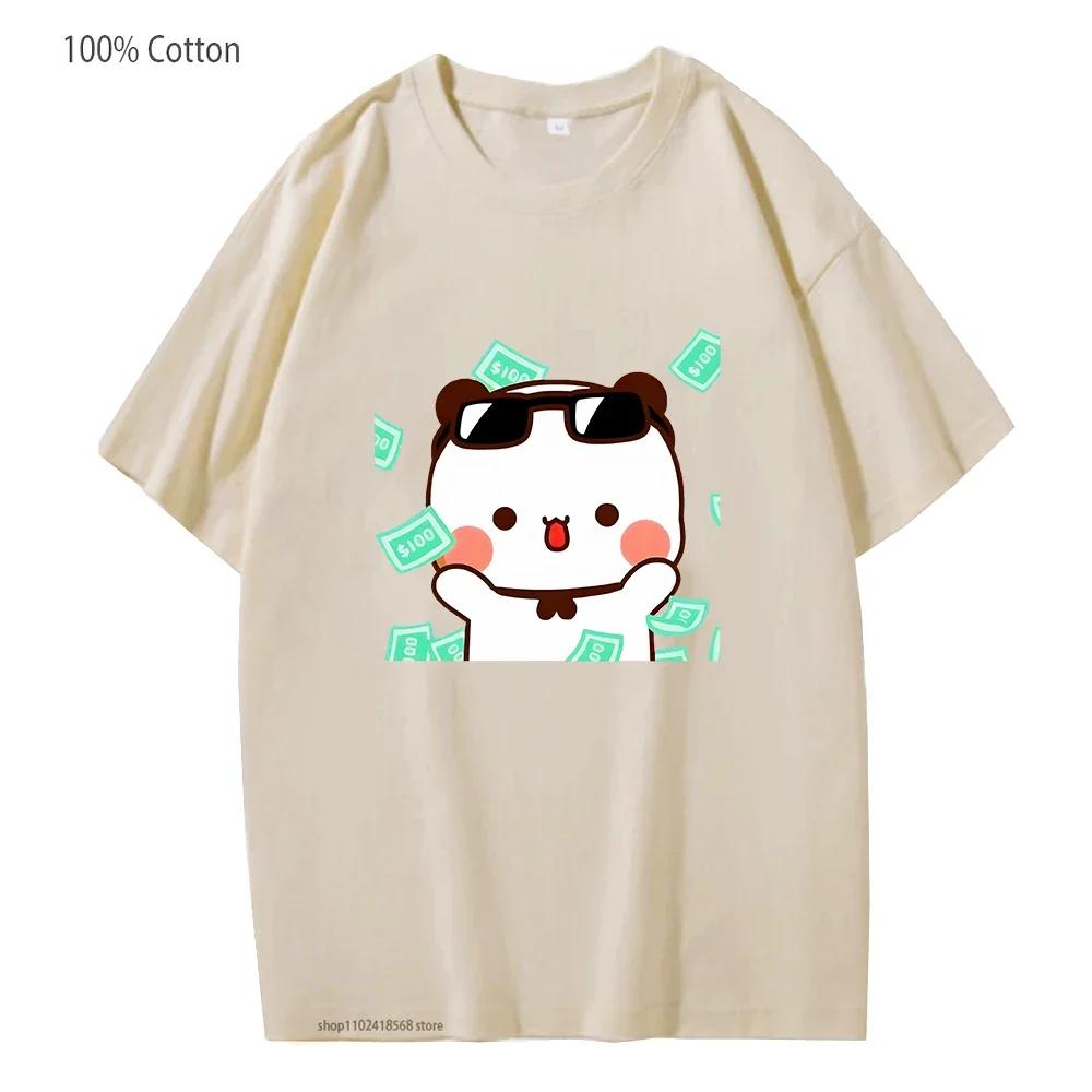 Cute Bubu and dudu Is So Rich Millionaire T-Shirts for Men Women Couple clothes Cotton Tops Panda Bear Tees Casual