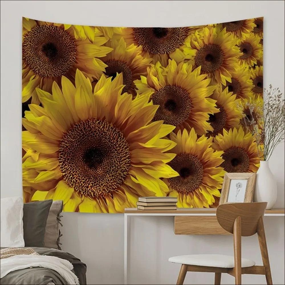 Поле подсолнухов Фон Ткань Украшения Стены Дома Гобелен Гобелен Офис Гостиная 100x75cm — фото 5