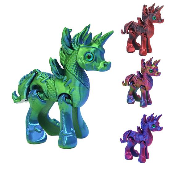 Movable Joints Pony Figurine Stress Relief Fidget Toy 3D Printed Horse Statue Educational Animal Model Desktop Decoration Ornament