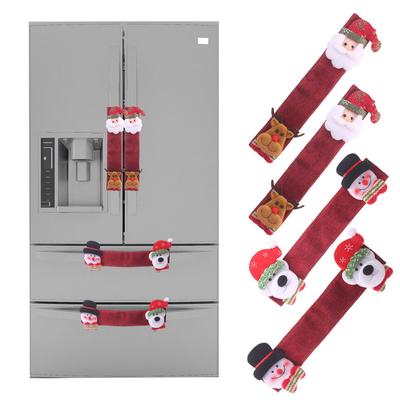 4pcs Christmas Decoration Microwave Refrigerator Door Handle Covers Dishwasher Door Handle Cloth Protector