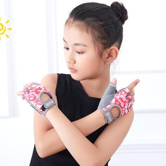 1 Pair Kids Half Finger Gloves Adjustable Wear-Resistant Non-Slip Hand Injury Prevention Fishing Cycling Outdoor Sports Gloves