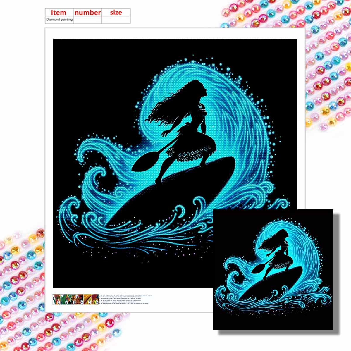 

Алмазная живопись своими руками Круглые алмазы Мотана, Несущийся по ветру и рассекающий волны Полная алмазная мозаика Украшение для дома Живопись Набор для вышивания крестом Round 20x20cm