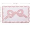 1pcs Pink Bow Bath Mat for Bathroom  Cute Preppy Rugs with Scalloped Edges, Soft Microfiber, Ultra Absorbent, Non-Slip