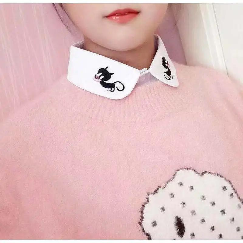 Fake Collar For Shirt Detachable Collars Solid Shirt Lapel Blouse Top Men Women Black White Girls Top Clothes QH132