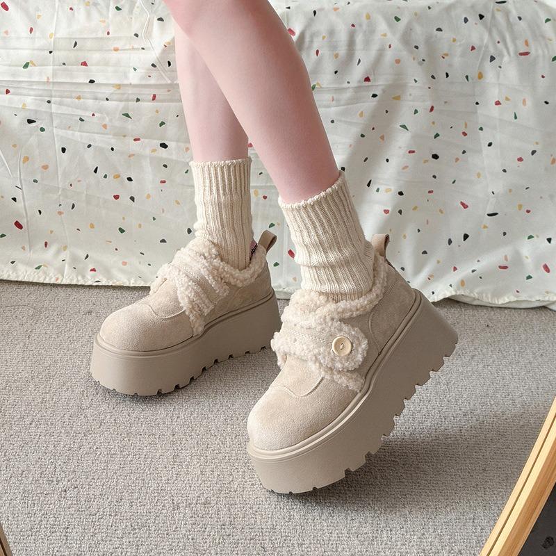 Retro Small Man Heightened Thick-soled Snow Cotton Shoes Women's Winter New Warm Outer Wear Plush Shoes