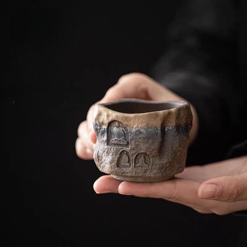 Retro Gold-plated Iron Glaze Dunhuang Cup Tea Cup Master Cup Ancient Early-fired Handmade Ceramics Tea Cup Kung Fu Tea