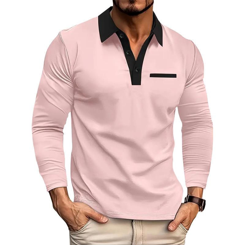 Spring Autumn Men Clothes Long Sleeve Lapel Golf Polo Shirt Men Business Casual Fake Pocket Polo Shirt Tops