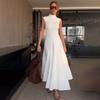 Women's Turtleneck Sleeveless Maxi Dress Slim Fit High Waist Solid Ruched Mermaid Casual Dress