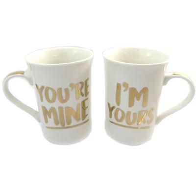 [P5214] - Duo porcelánových hrnků 'You're Mine & I'm Yours' ze slonoviny zlaté (2 hrnky)