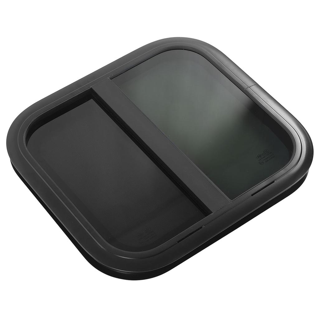 500x450mmm Rounded Sliding Windows Black Aluminum Alloy Frame UV Resistant with Movable Insect Screen for Caravan