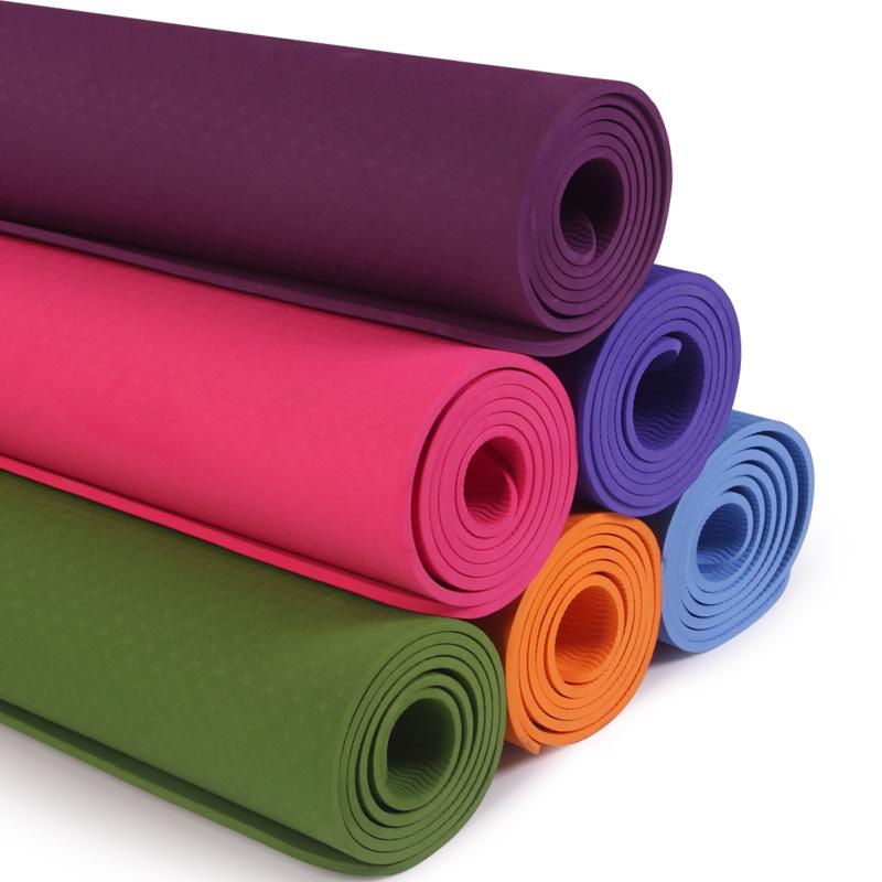 Eco-friendly Solid Color Rectangular TPE Thickened 8mm Lightweight 1190g Yoga Mat 183cm for Yoga Studios
