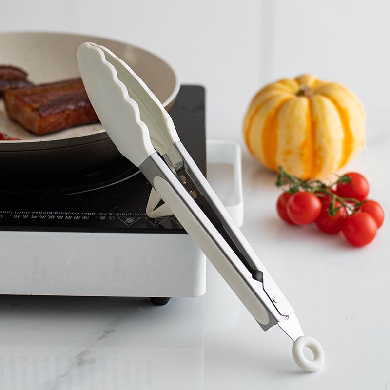 9-Inch High-Temperature Resistant Non-Slip Tongs with Stand for Cooking, Steak, & Barbecue