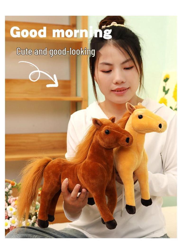 Adorable Little White Horse Plush Toy - Brown Pony Comfort Doll for Boys Birthday Gift