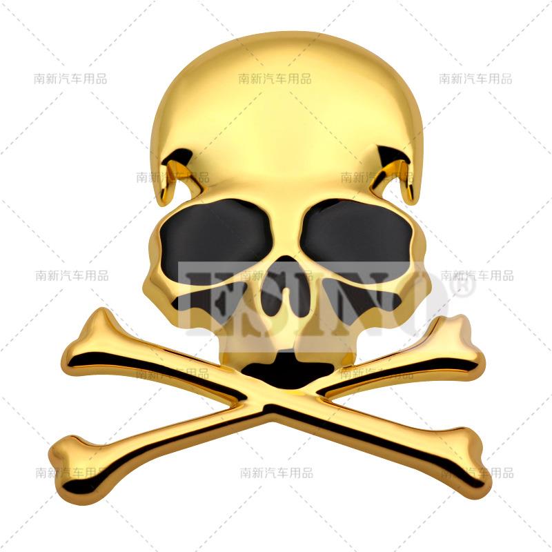 1 Stück Auto Styling Lustiger Totenkopf 3D Metall Chrom Zinklegierung Klebendes Emblem Auto Karosserie Kofferraum Kotflügel Abzeichen Aufkleber Decal Auto Zubehör