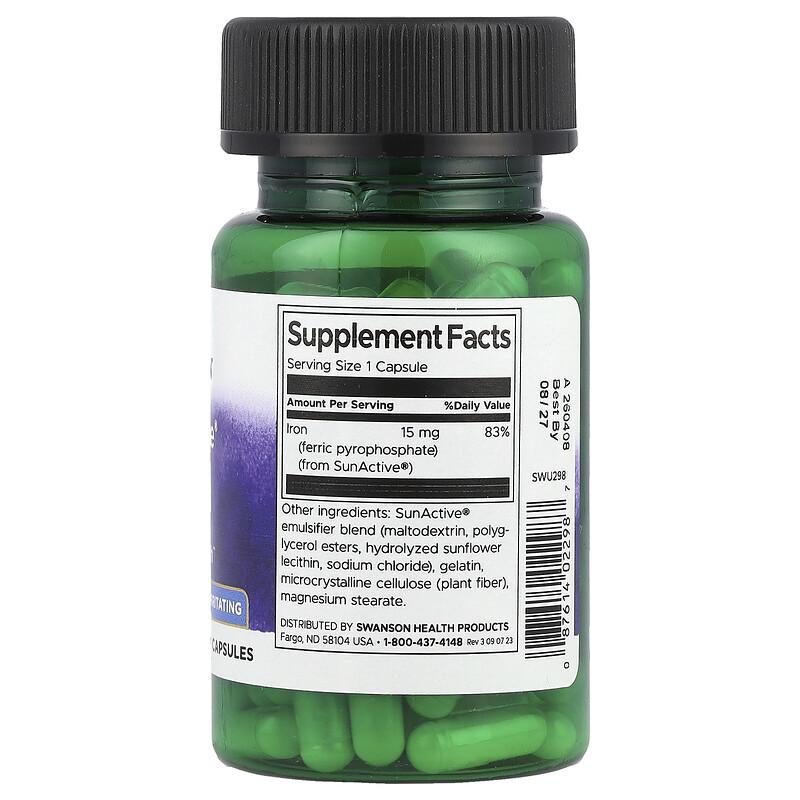 SunActive®, Iron, 15 mg, 90 Capsules