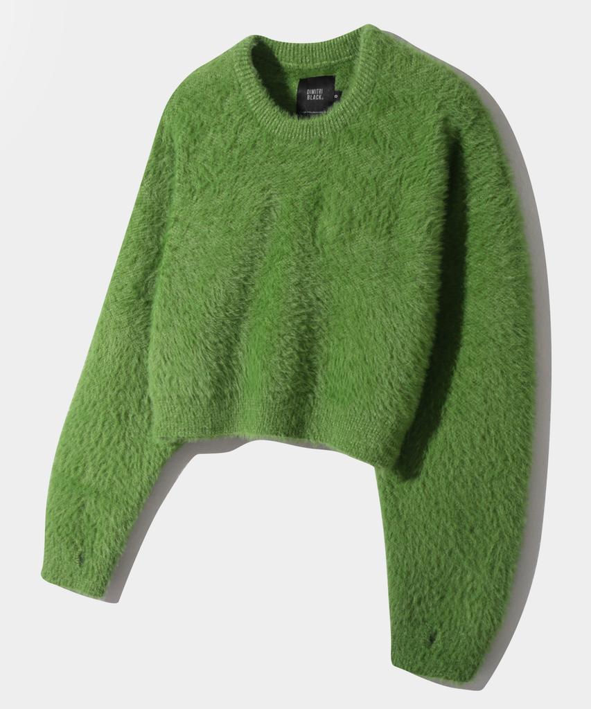 Dimiteulibeullaeg Essential Crop Hairy Round Knit_Light Green