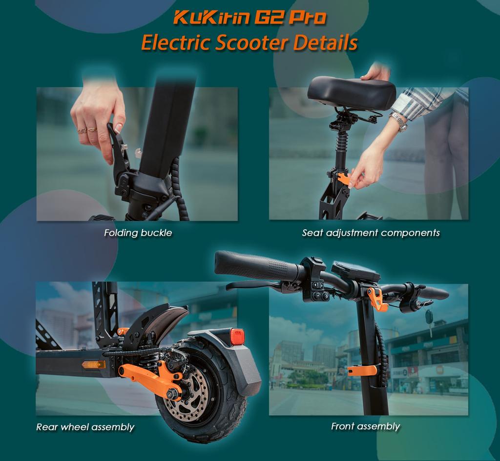 KuKirin G2 PRO 600W Elektroroller, 48V 15.6Ah 58km Reichweite, 45km/h, 9" Schlauchlose Reifen, Faltbarer E-Scooter