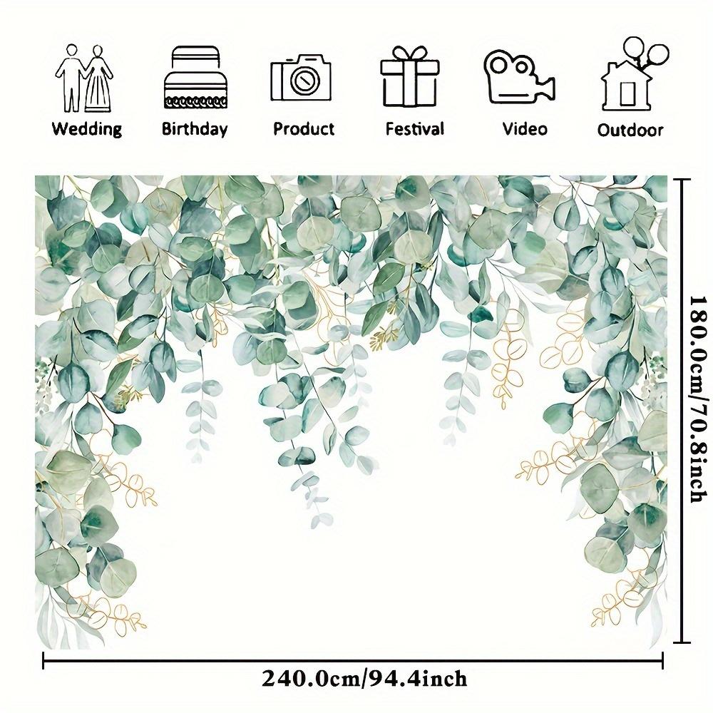 Spring Green Photography Background, Green Eucalyptus Tree Leaves Banner Baby Gift Party Birthday Wedding Photography Studio 100X150cm белый