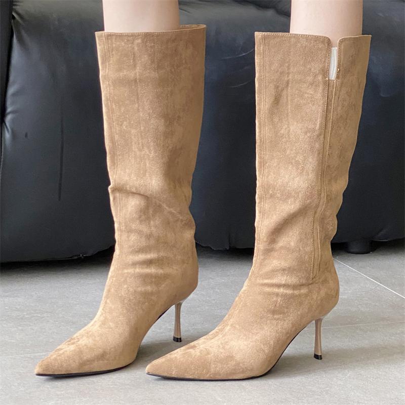 Fashion Eilyken 2026 Autumn Winter Pointed Toe Woman Knee-High Long Boots Street Style Thin High Heels Banquet Party Shoes