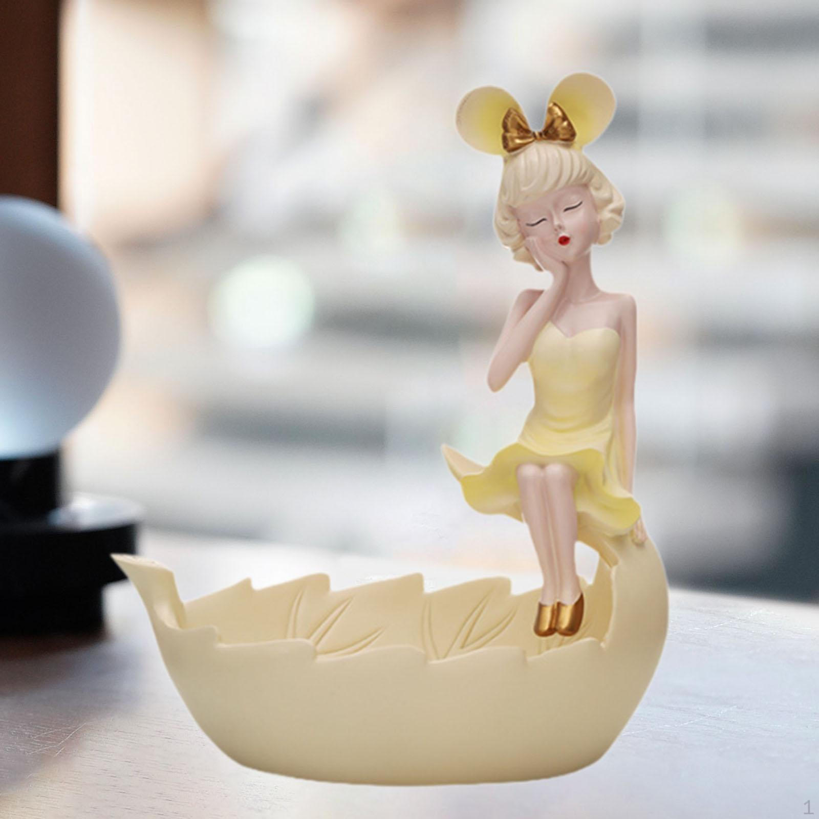 

Конфетница в форме ключа, девочка, статуэтка, домашний декор, подарок на день рождения, ювелирные изделия, поднос для безделушек, декоративный кремовый