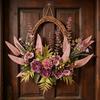 16 Inch Artificial Rattan Wreath with Flowers Lifelike Faux Hydrangea Wreath for Spring Summer Indoor Outdoor Home Wall Porch Farmhouse Decor