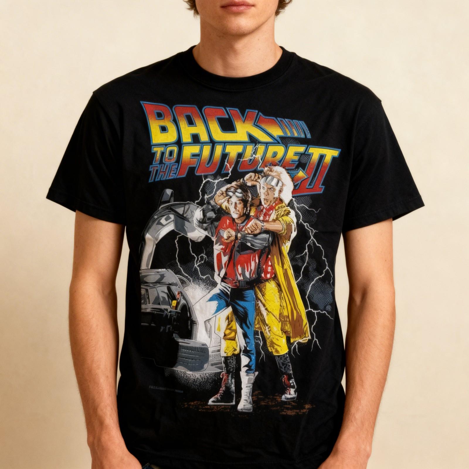 Back To The Future Movie 90s Basic black Classic style vtg T shirt XL