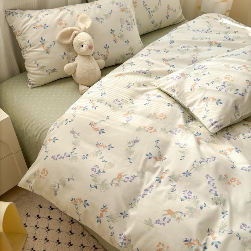 Luxusní sada povlaku na přikrývku ze 100% bavlny se 2 povlaky na polštáře - Květinový design, Elegantní a prodyšná ložní sada, Více velikostí