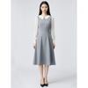 Shop   Women S Collared Feminine blouSe Layered Long dreSS Gray Egg Wdr 20777