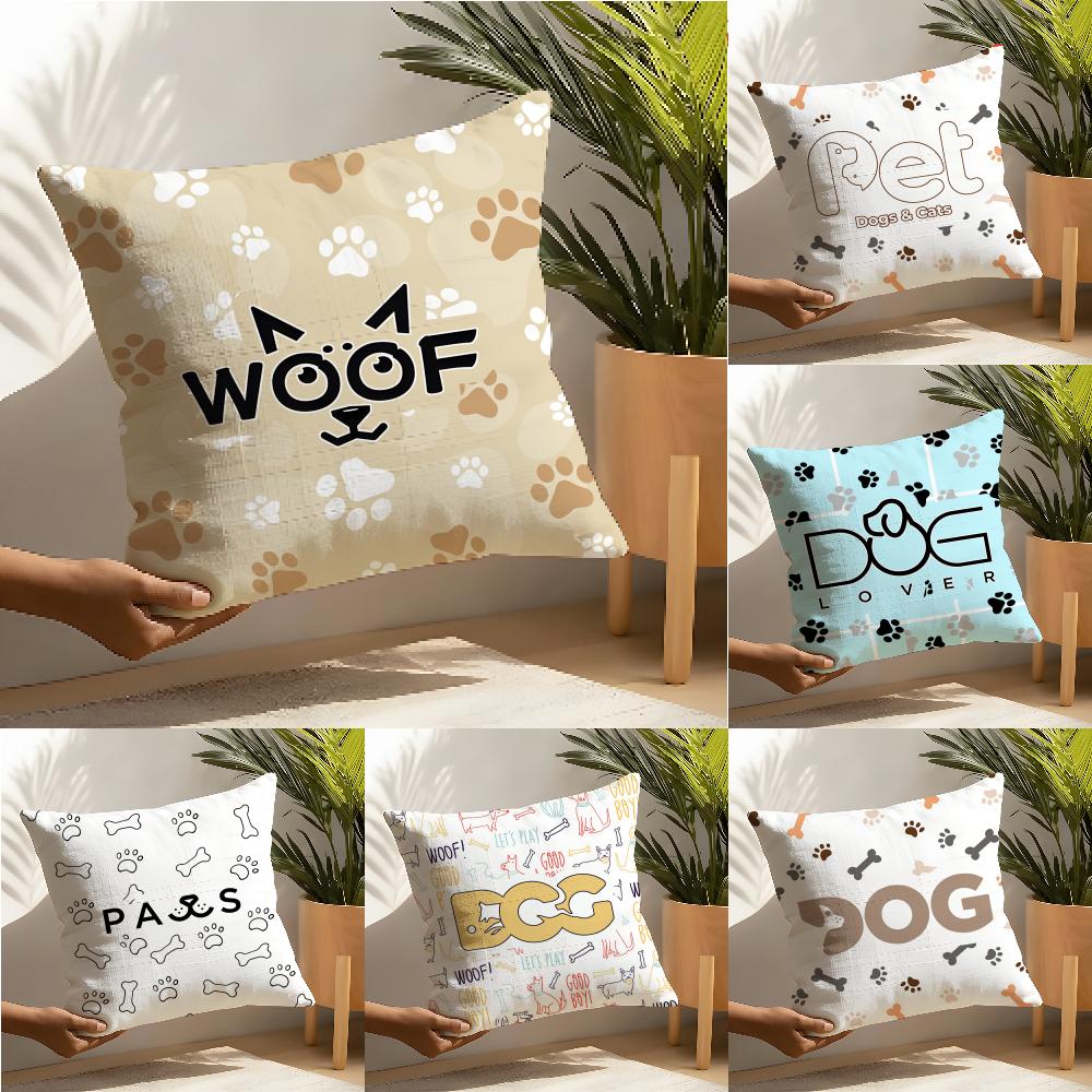 Animal Alphabet Pillow Case Cotton Linen Fabric Square Zipper Pillowcase Home Decorative Living Room