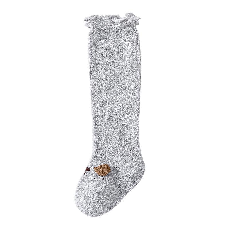 

Autumn & Winter Coral Fleece Baby Socks with Ruffled Cuffs - Thick, Long, Unisex A-Class Newborn Small 6-12 Months серый