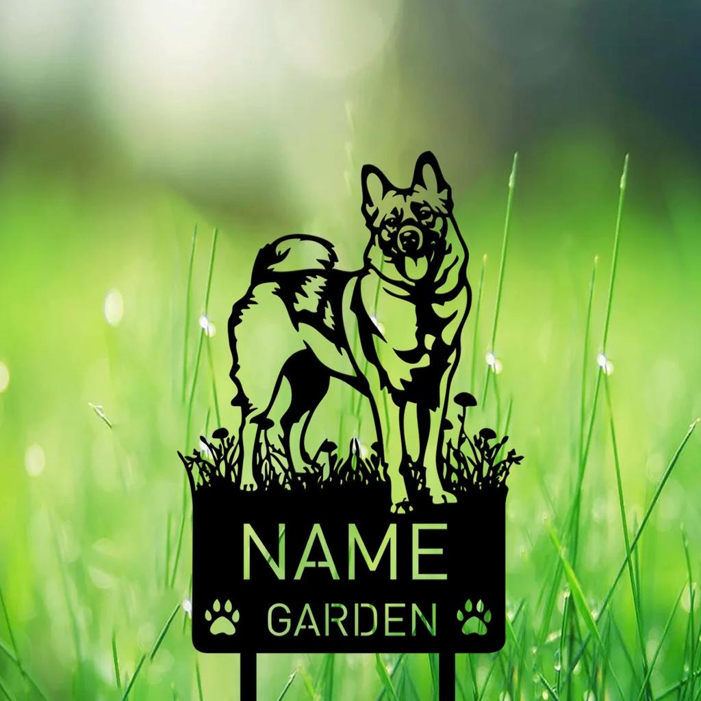 Custom Norwegian Elkhound Metal Garden Stake Personalized Pet Memorial Grave Marker Sign Remembrance Dog Loss Gift