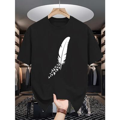 European Size Short-Sleeve T-Shirts for Men, Stylish And Trendy Printed Base Shirts for Males, Casual Round Neck Tops Suitable for Men