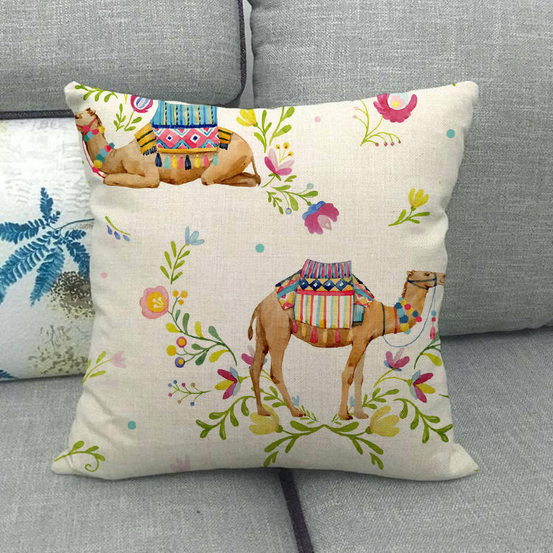Simple Camel Pattern Collection Digital printing short plush pillow covers for car sofa office cushion cover home goods