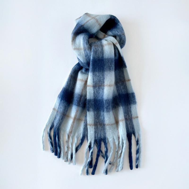 European and American mohair scarf winter thickened versatile shawl scarf wholesale fashion new plaid scarf women's winter