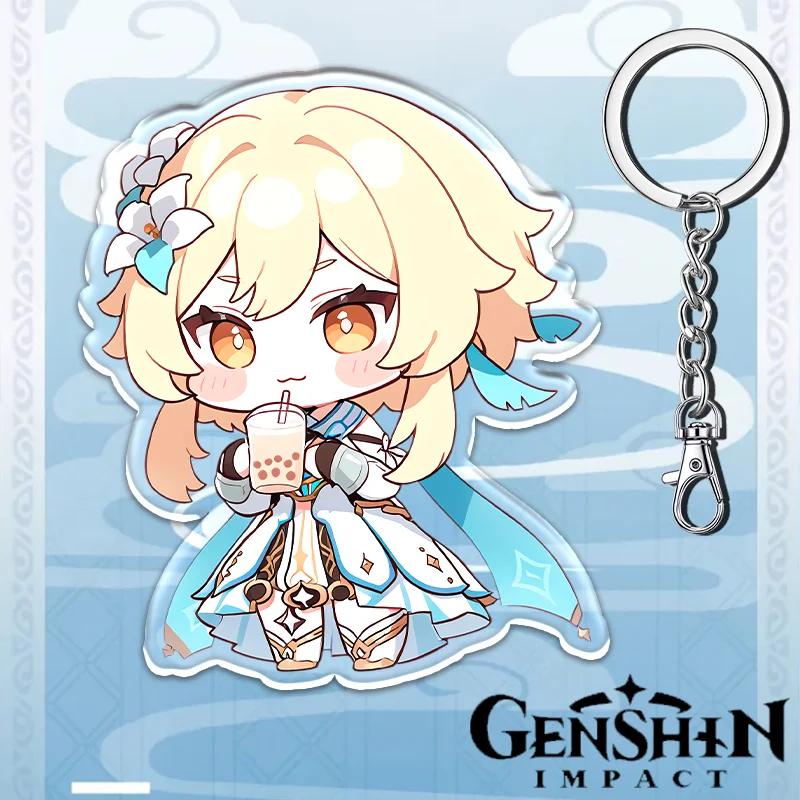 Portachiavi Acrilico Genshin Impact da 12cm Accessori Zaino Studente Hu Tao Yoimiya Zhongli Raiden Shogun Accessori Regali per Feste