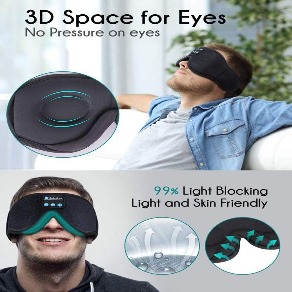 Stereo Wireless 3D Eye Mask Super Soft Bluetooth 5.0 Fleece Headband with Built-in HD Speaker Music Play Sleeping Headphones