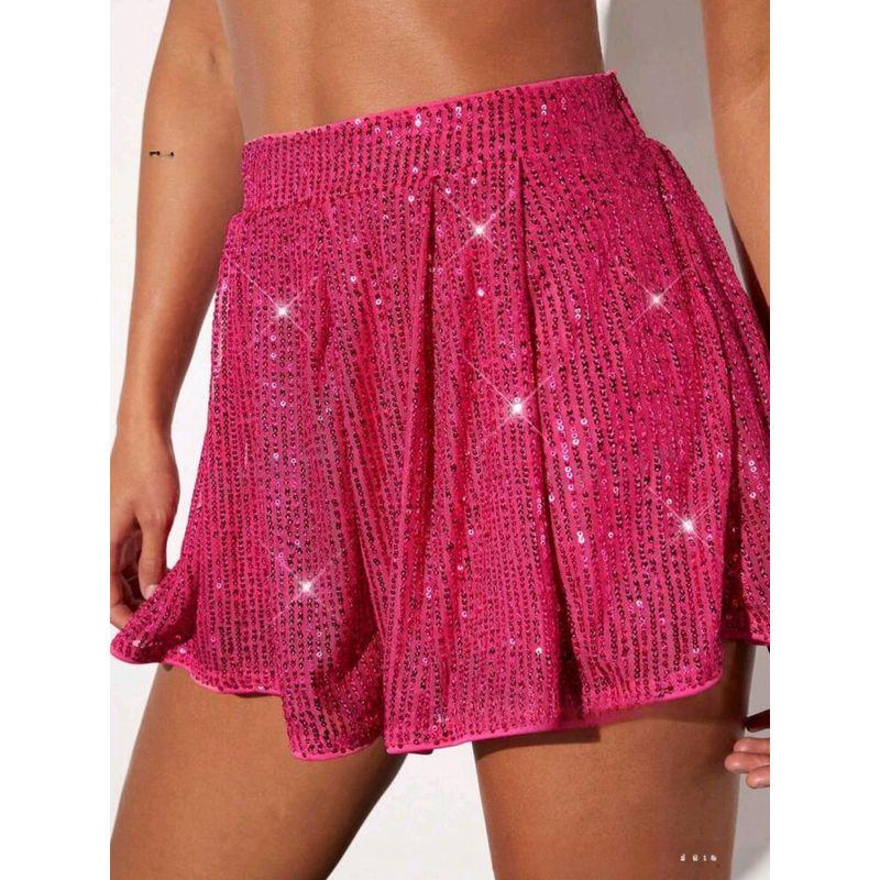 

Европейская и американская женская одежда Женские блестящие шорты с пайетками Блестящая юбка-брюки Сценический наряд для ночного клуба Короткое платье Rose Red S