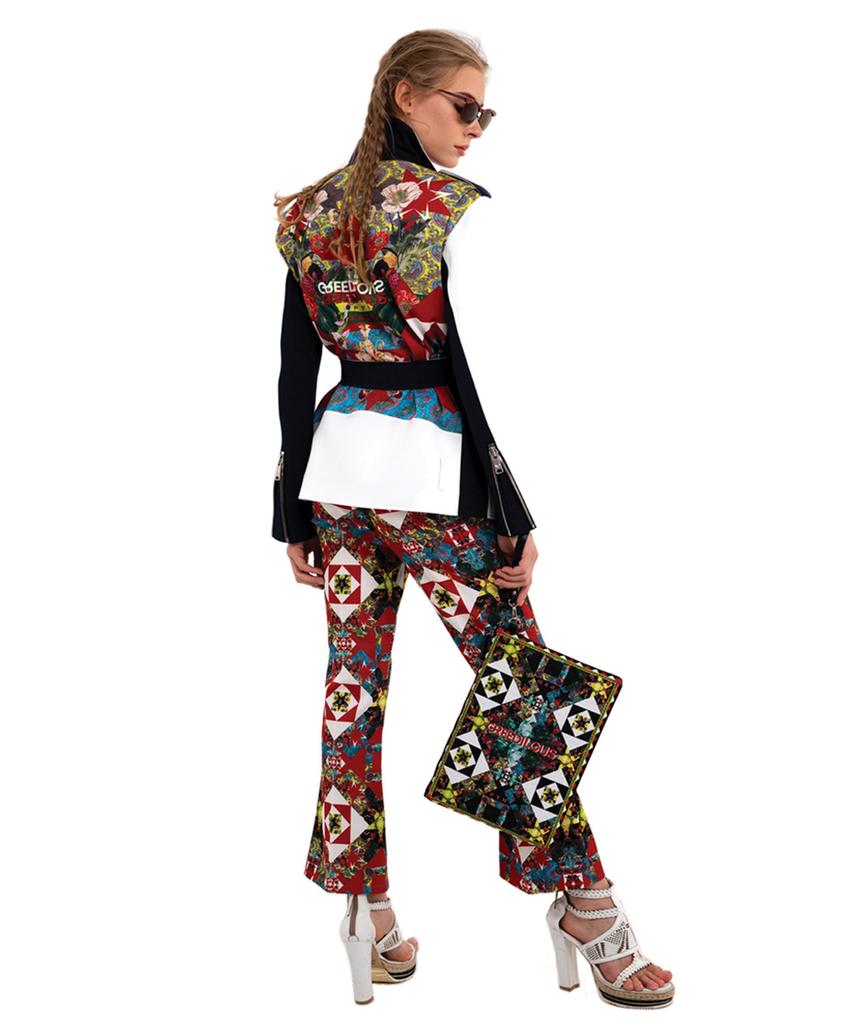 GREEDILOUS Red Geometric Pants