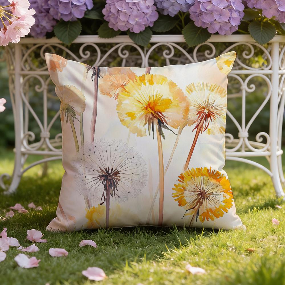Saffron Color Floral Cushion Cover Home & Car Dual-Scene Pillow Cover: Reversible for Premium Comfort