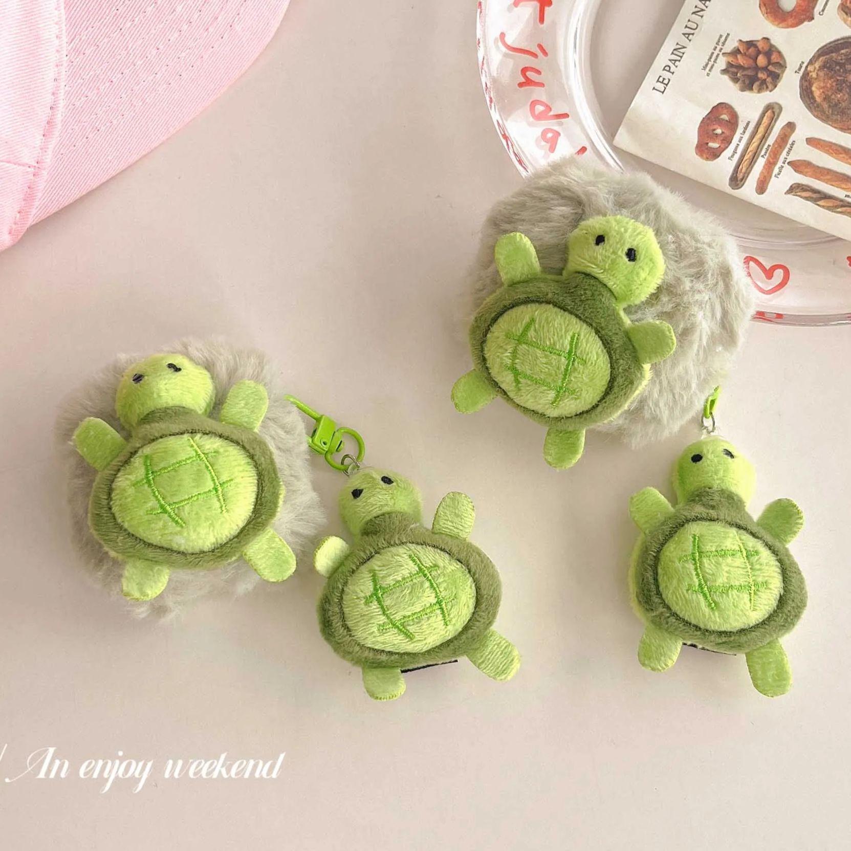 Cartoon green plush turtle headset case for apple airpods pro2nd pro 3 1 2 cute pendant hair protector fundas charging box