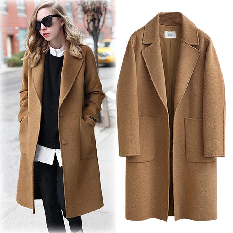 Elegant New Fashion Women's Vintage Woolen Winter Warm Long Sleeve Pocket Coat