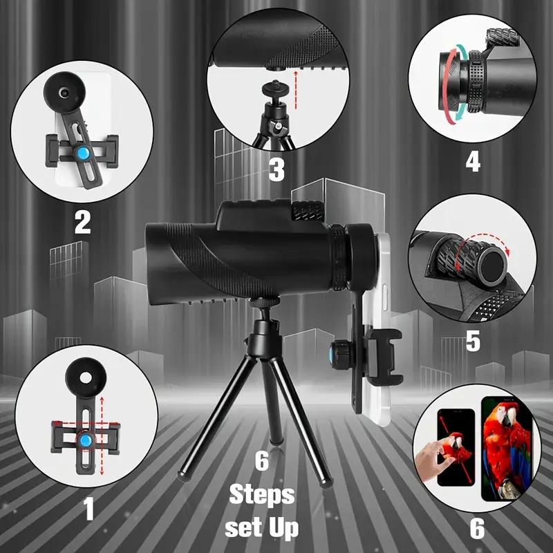 10x40mm HD Adult Monocular Telescope - Clear Long-Distance Observation With Lens Suitable For Outdoor Camping Hiking Adventure
