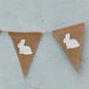 7Pcs Rabbit Triangle Hanging Linen Flags Banner Bunting for Baby Birthday Party Decor