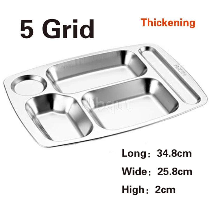 

Rectangular adult student canteen plate Dividing tableware Army dinner lunch box grid plate 304Stainless steel fast food plates