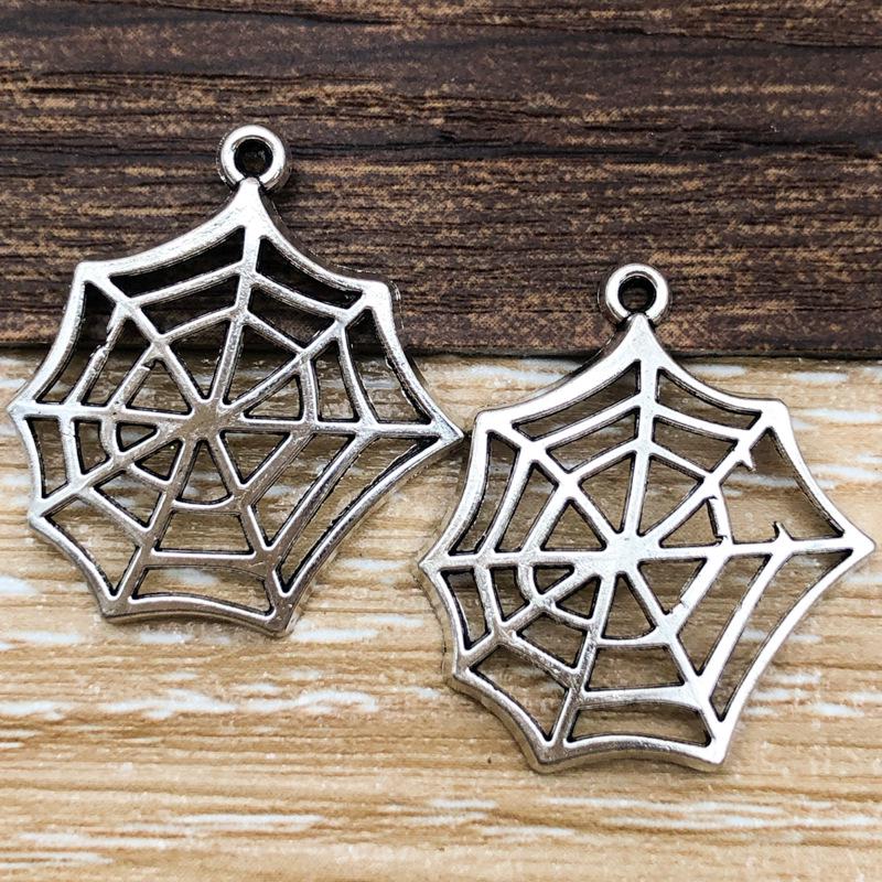 Antiker Silberlegierung Spinnennetz Anhänger Charm - Halloween DIY Schmuckzubehör