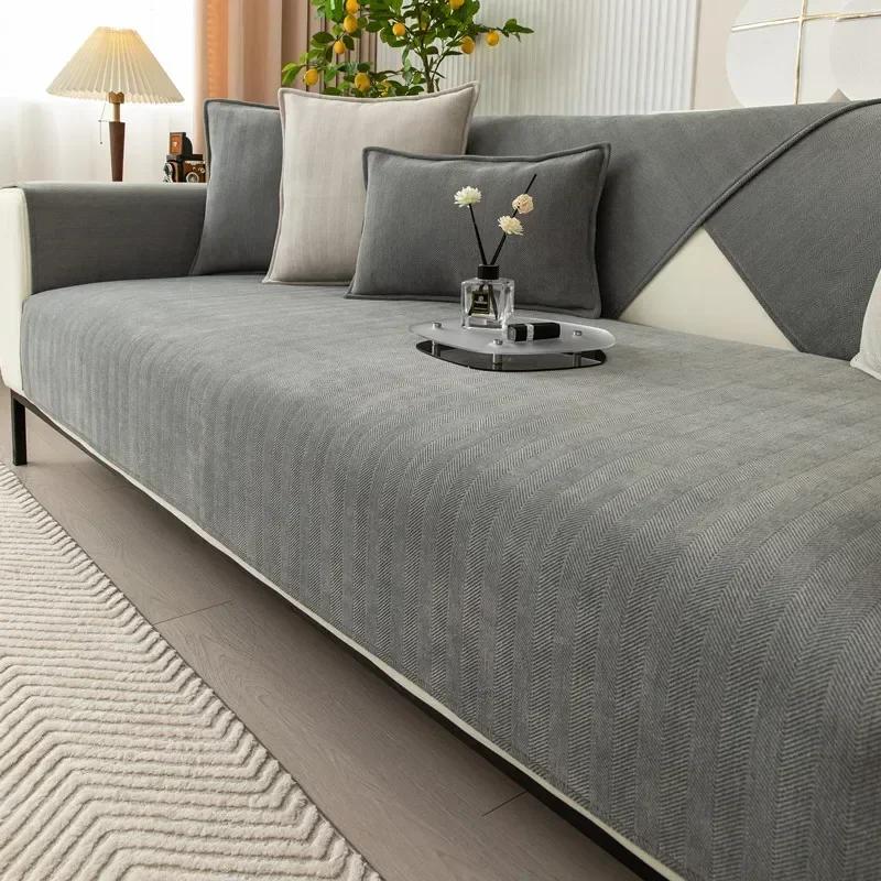 1PC Thickened Chenille Sofa Cover Anti-Slip Sofa Mat Towel Four Seasons Universal Couch Slipcovers Protector for Living Room